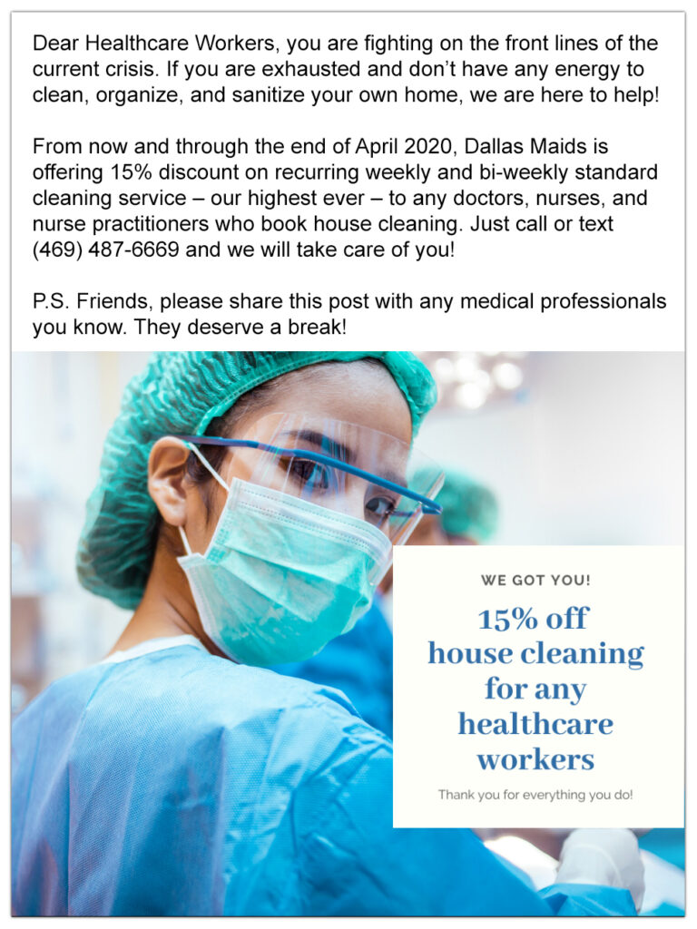Medical Profession 15% Discount for Home Cleaning
